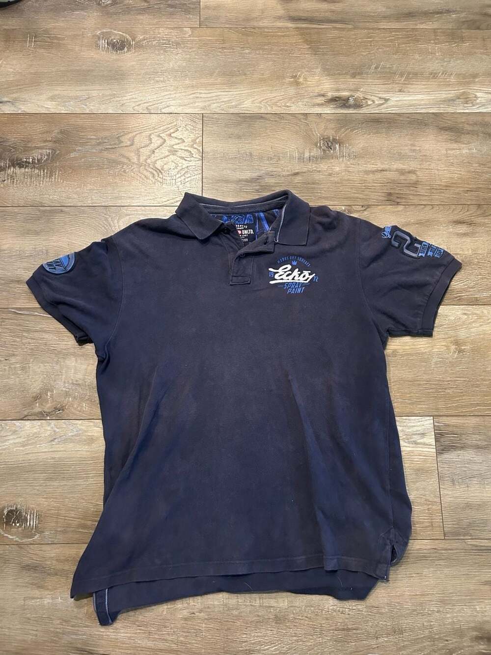Ecko Unltd Spray Paint Polo Shirt Size XXL Navy Blue